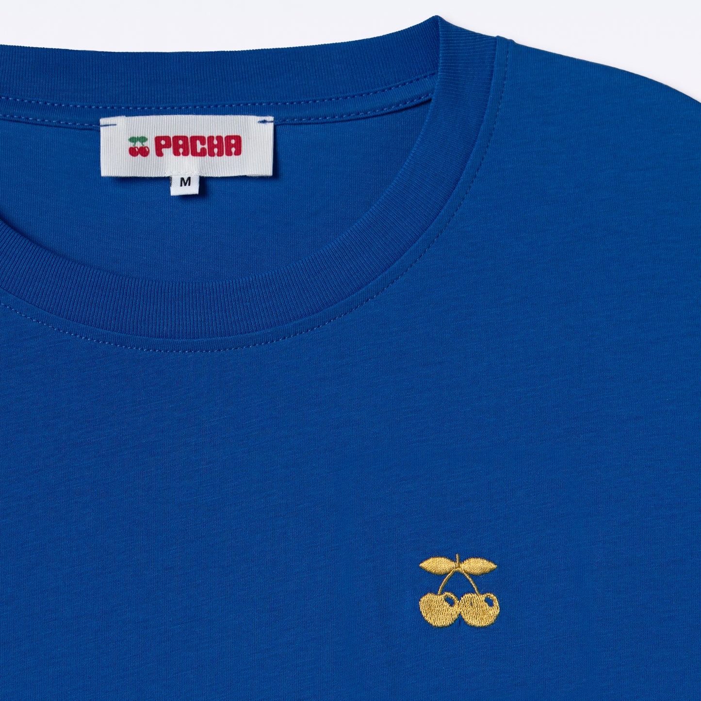 T-SHIRT EMBROIDERED CHERRY BLUE ELECTRIC
