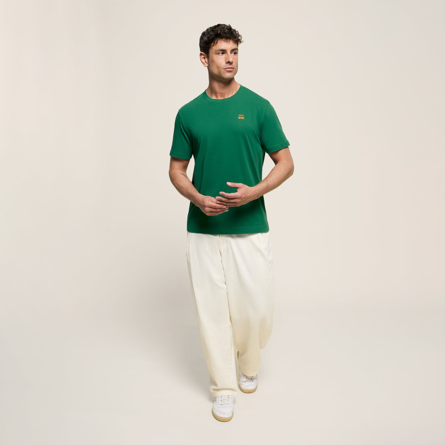 T-SHIRT EMBROIDERED CHERRY GREEN