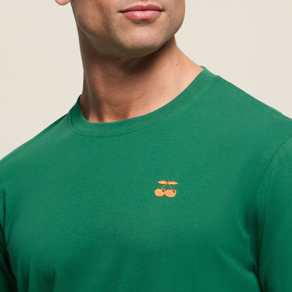T-SHIRT EMBROIDERED CHERRY GREEN - second image