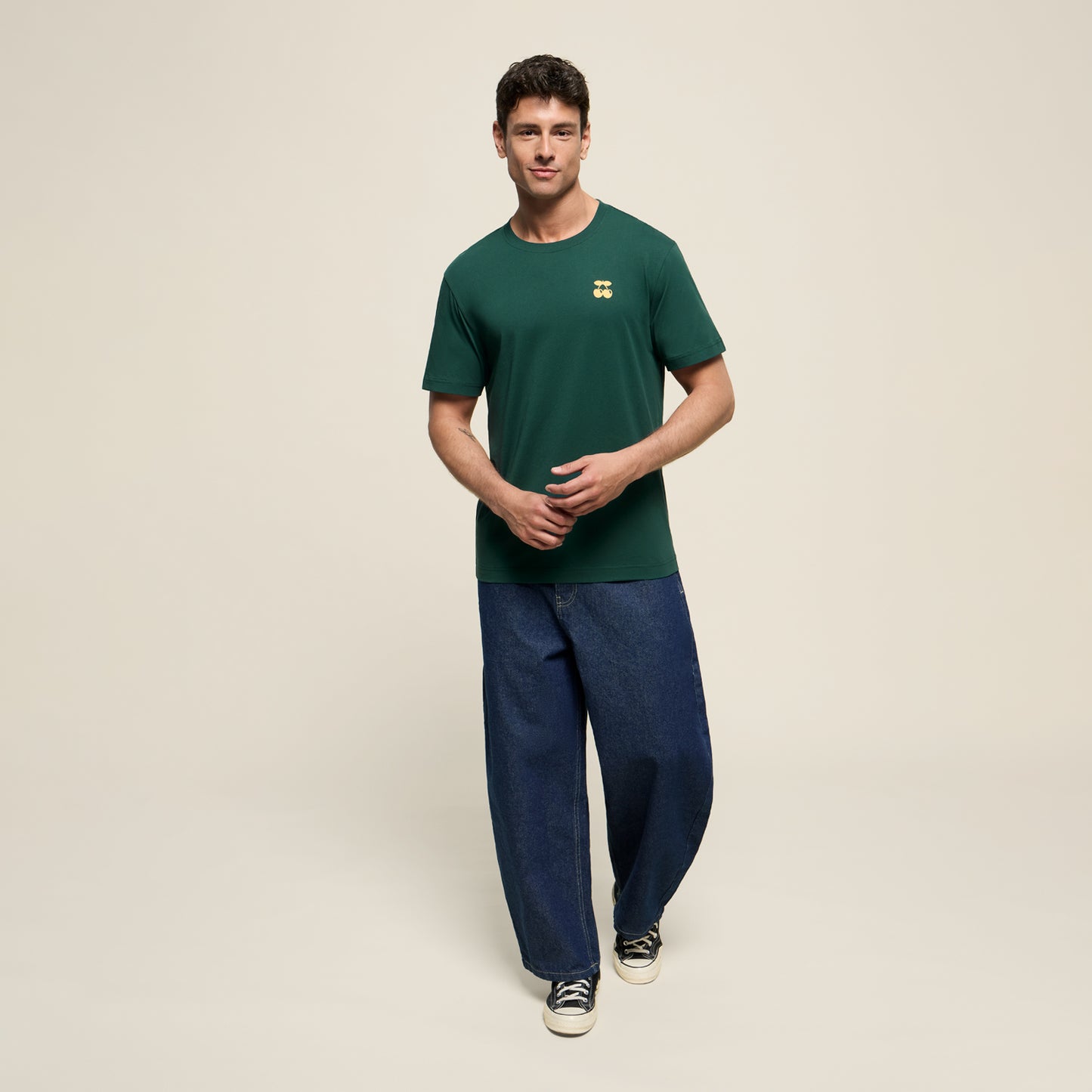 GENDERLESS T-SHIRT BASIC POCKET DARK GREEN