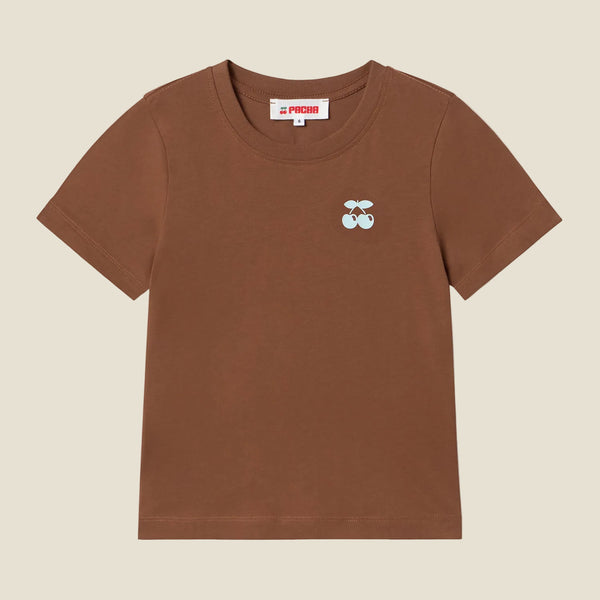 T-SHIRT CHERRY POCKET KIDS BROWN