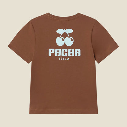T-SHIRT CHERRY POCKET KIDS BROWN