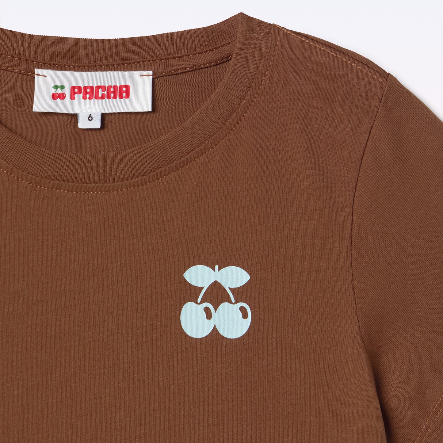 T-SHIRT CHERRY POCKET KIDS BROWN