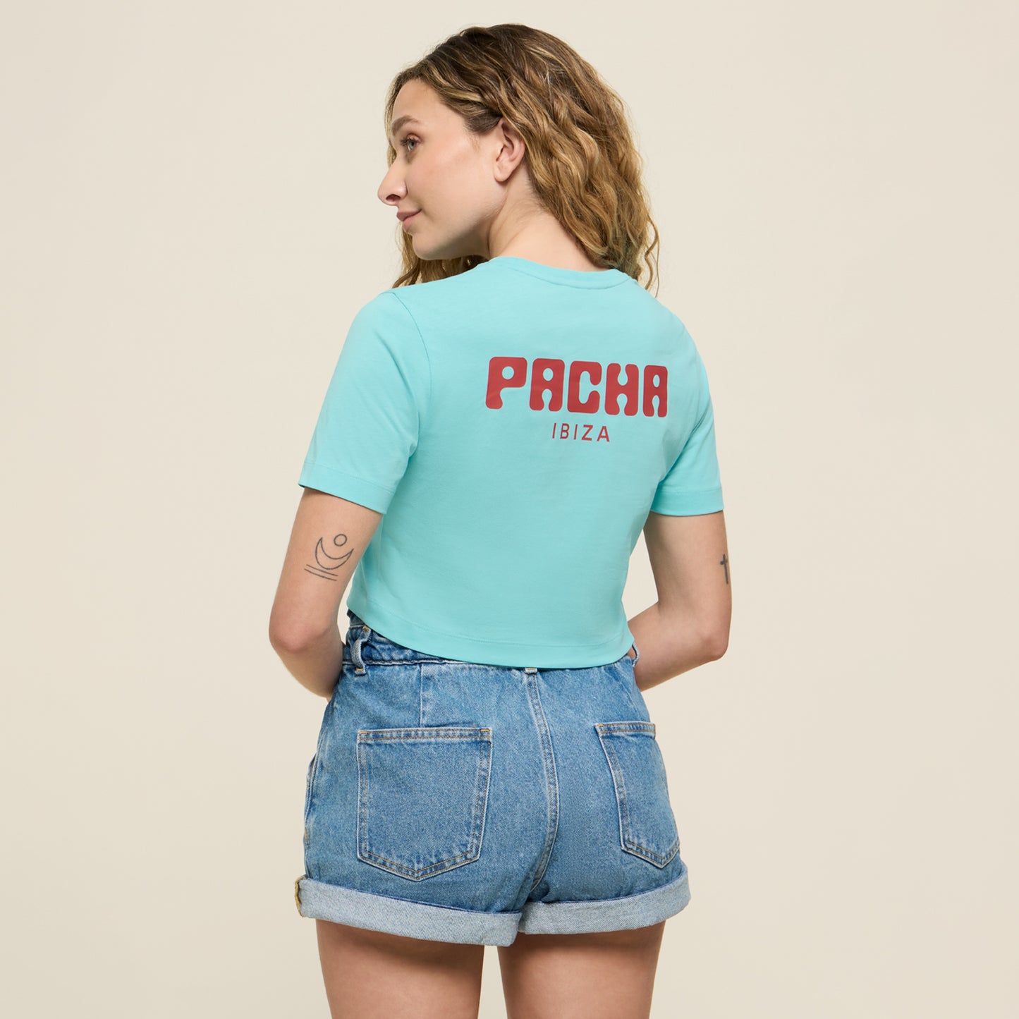 T-SHIRT CROP BASIC TURQUOISE