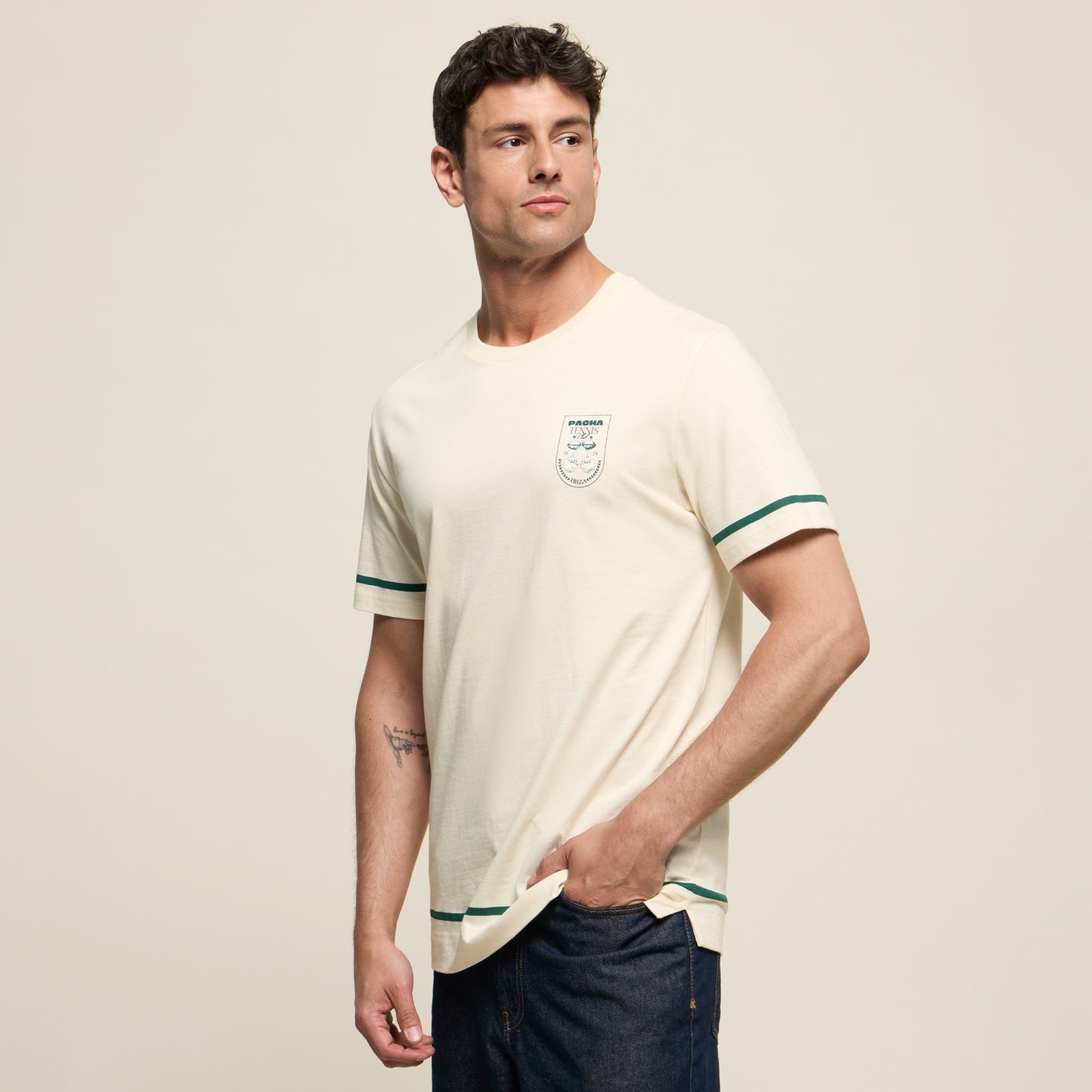 T-SHIRT TENNIS ECRU