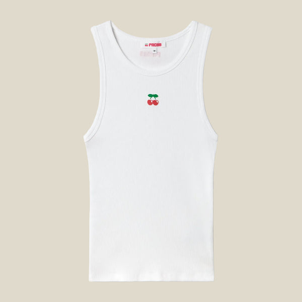 RIBBED TANK TOP CHERRY WHITE