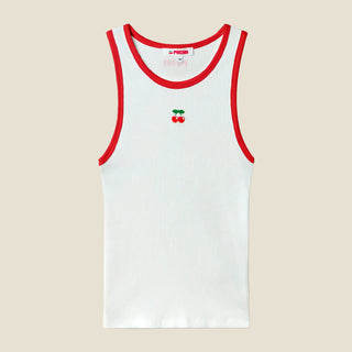 RIBBED TANK TOP CHERRY WHITE-RED