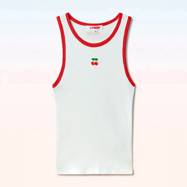 RIBBED TANK TOP CHERRY WHITE-RED