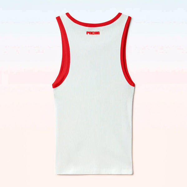 RIBBED TANK TOP CHERRY WHITE-RED - second image