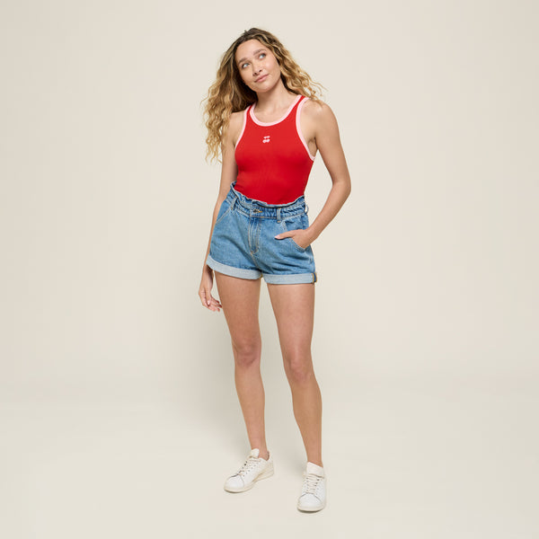 RIBBED TANK TOP CHERRY RED
