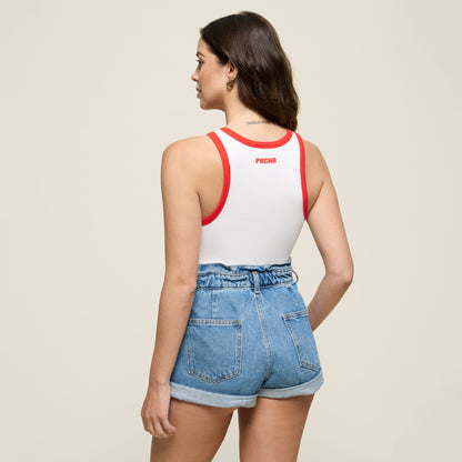 RIBBED TANK TOP CHERRY WHITE-RED