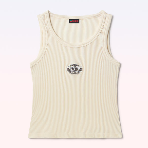 RIBBED TANK TOP TENNIS ECRU
