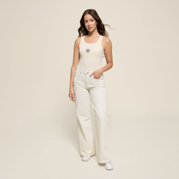 RIBBED TANK TOP TENNIS ECRU