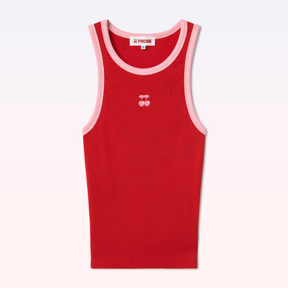 RIBBED TANK TOP CHERRY RED