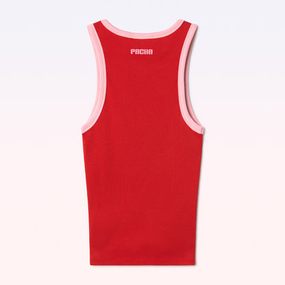RIBBED TANK TOP CHERRY RED