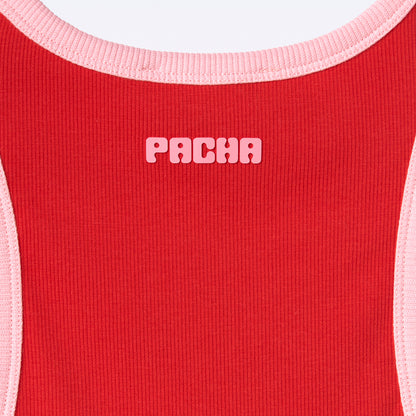 RIBBED TANK TOP CHERRY RED