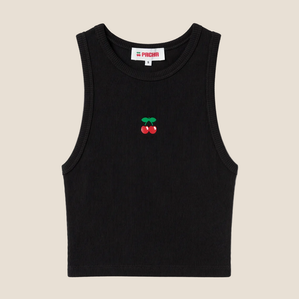 RIBBED CROP TOP CHERRY BLACK - second image