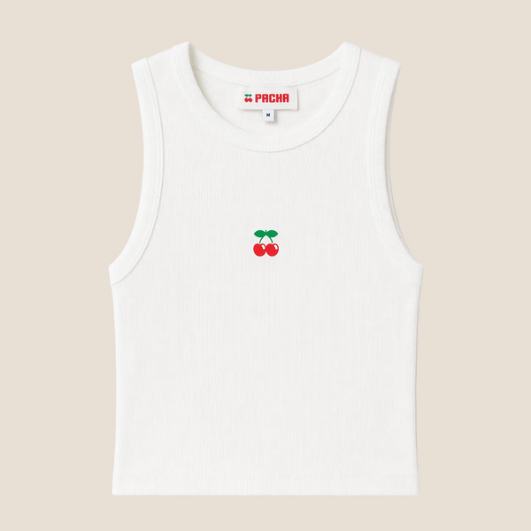 RIBBED CROP TOP CHERRY WHITE - second image