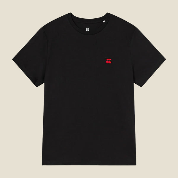 T-SHIRT EMBROIDERED CHERRY BLACK