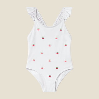 SWIMSUIT GIRLS CHERRY EMBROIDERED